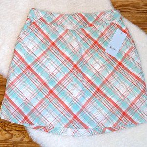 New w tags Lady Hagen Athletic Golf Skort diamond plaid in coral & aqua